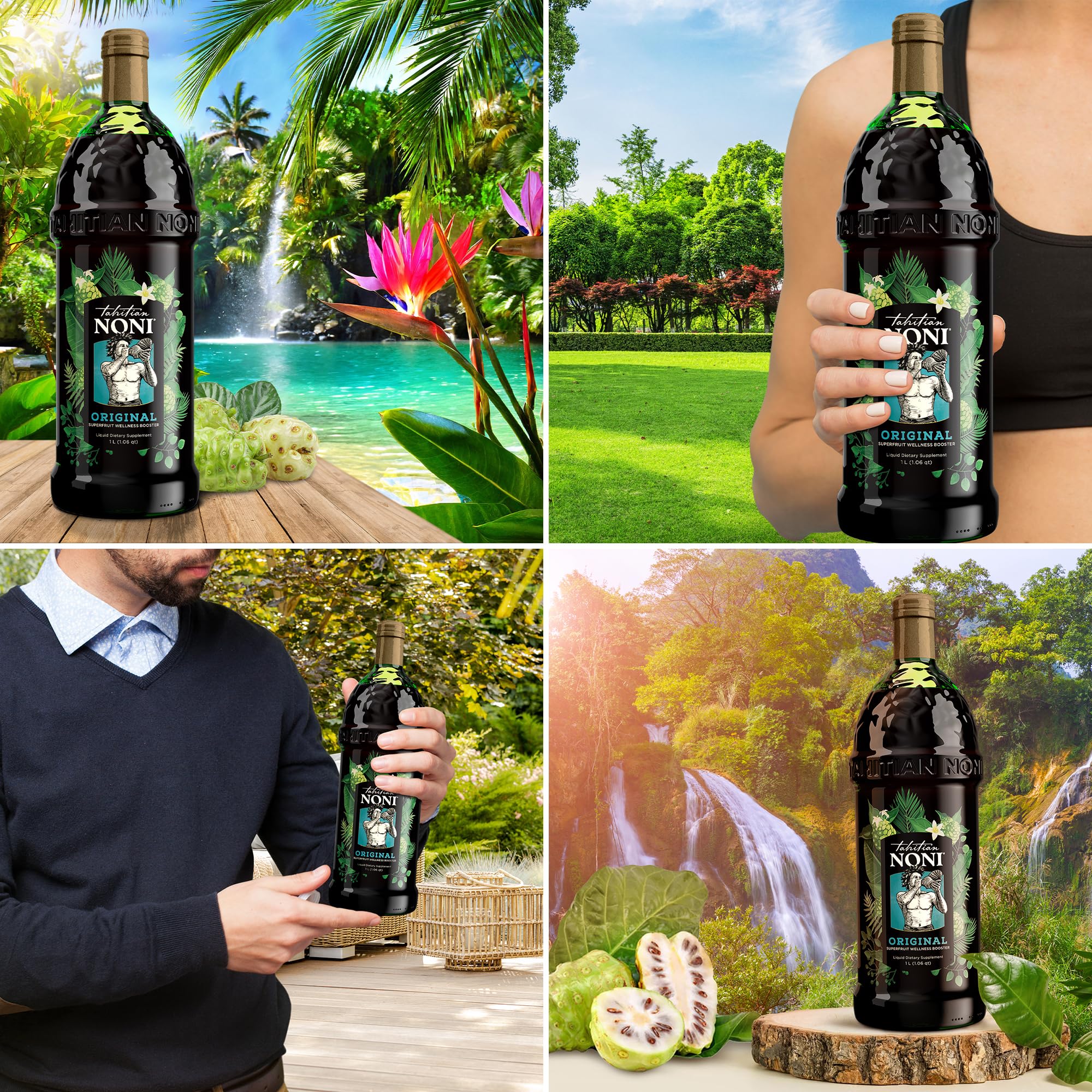 TAHITIAN NONI Juice by Morinda - Authentic Noni Fruit Puree from Tahiti with Blueberry & Grape (Resveratrol) | All-Natural Daily Wellness Drink | 2-Pack (1 Liter Each) | Immune Support & Antioxidant Boost | Perfect for Morning Routine & Healthy Lifestyle