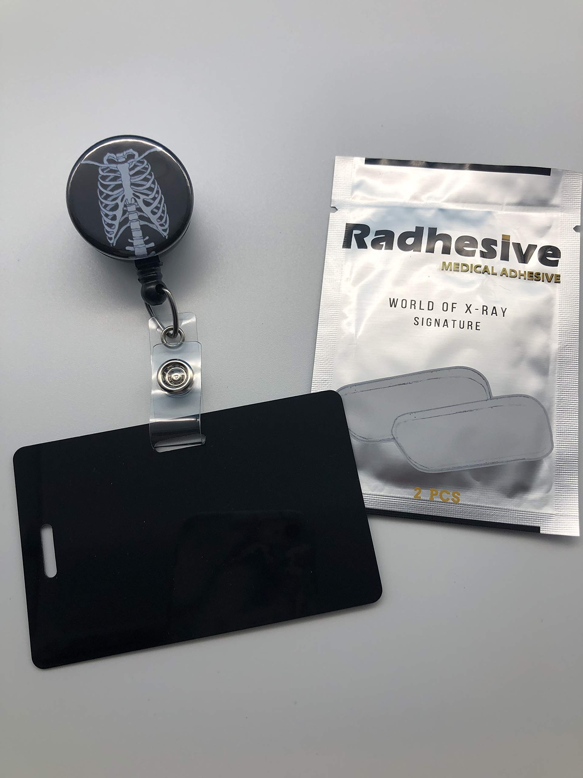 Xray Tech Bundle - Radhesive Retractable Badge Reel with Marker Holder | Skeleton & Torso Anatomy Chest | Perfect for Radiology Technicians & Medical Students