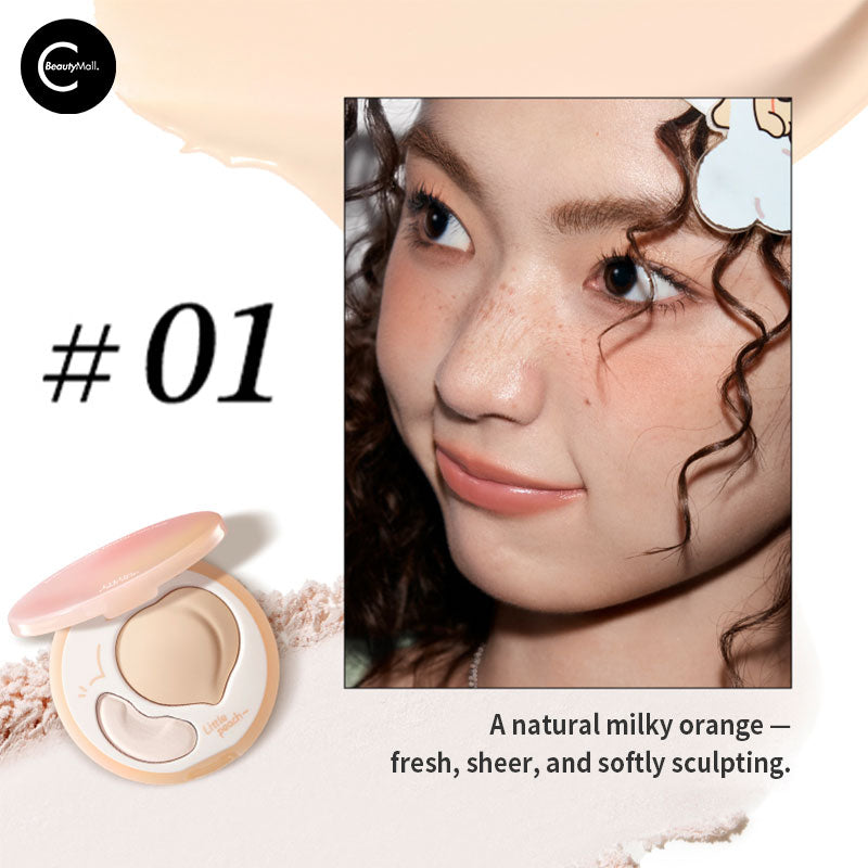 Little Ondine Peach Highlighter Duo - Natural Glow Makeup Set for Cheeks & Eyes | Perfect for Everyday Wear & Special Occasions