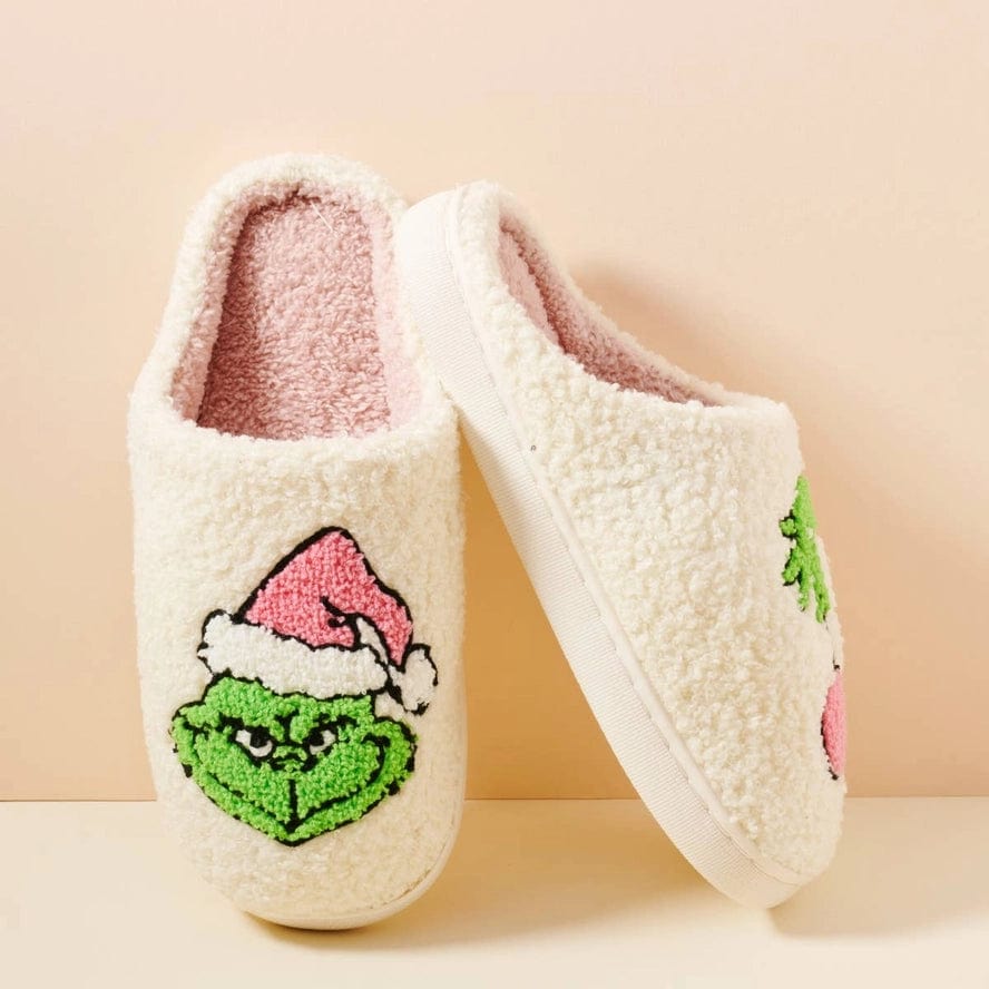 Grinch Fuzzy Slippers - Cozy Christmas House Shoes for Women & Men - Perfect Holiday Gift for Xmas Party, Movie Night & Winter Relaxation
