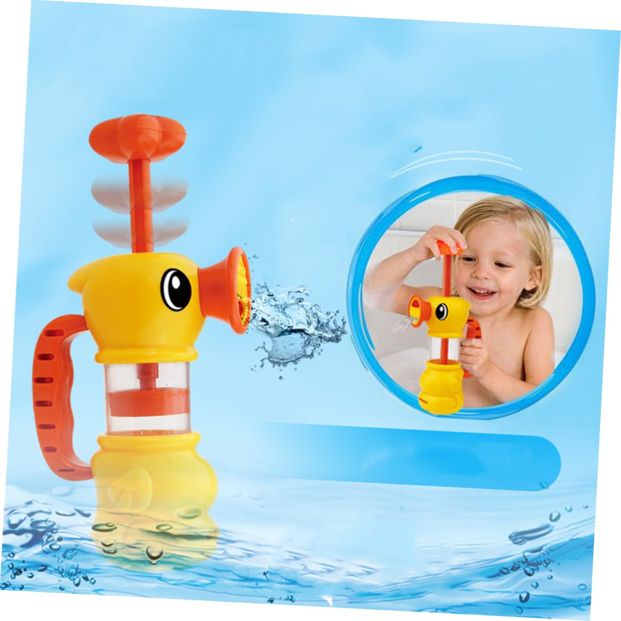 TOYANDONA 2-Pack Manual Water Spray Bath Toys for Kids - Fun Yellow Squirt Toys for Bathtime, Pool & Outdoor Play