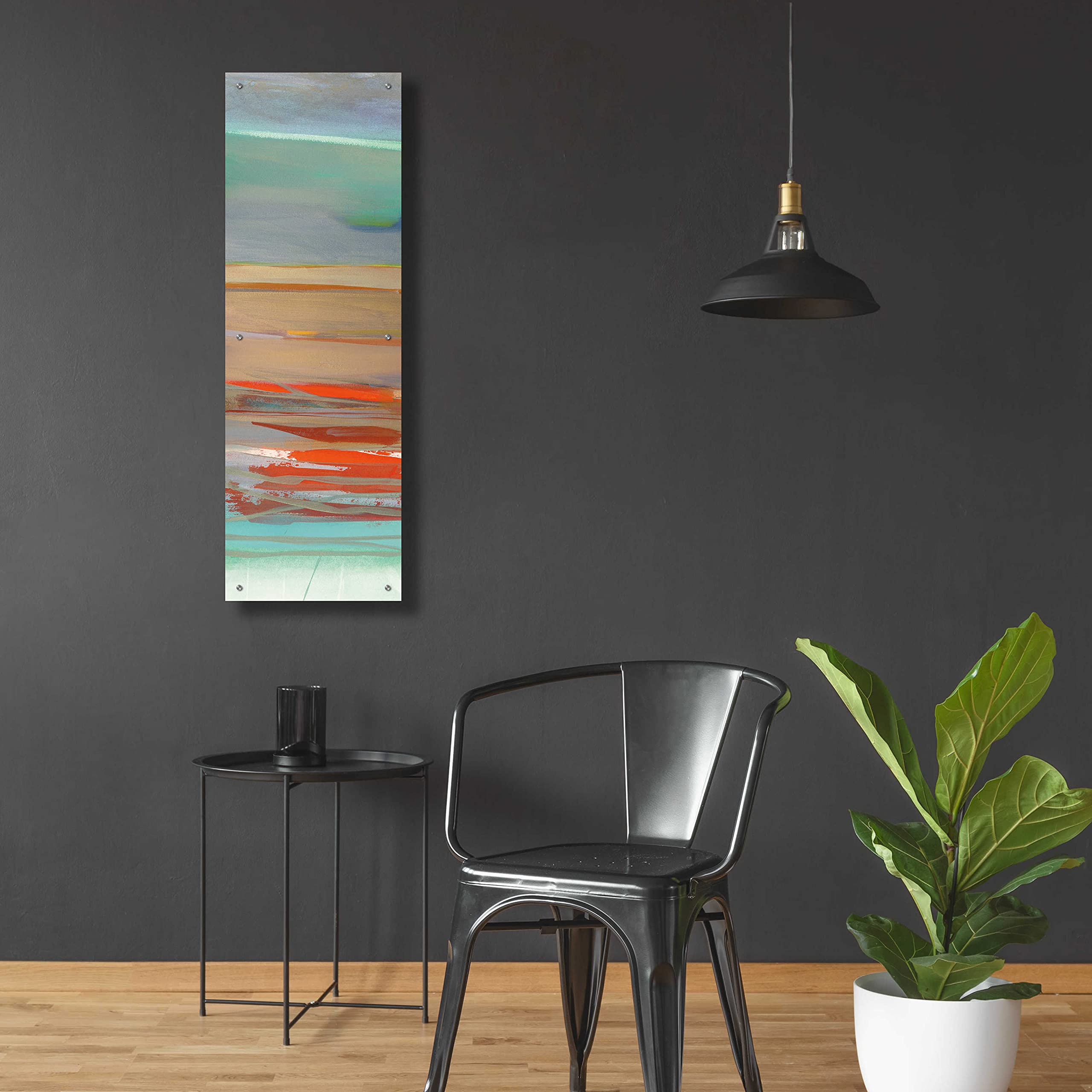 Epic Art 'Layers II' by Jo Maye - Modern Acrylic Glass Wall Art Painting 16x48 Inches - Perfect for Living Room, Bedroom & Office Decor