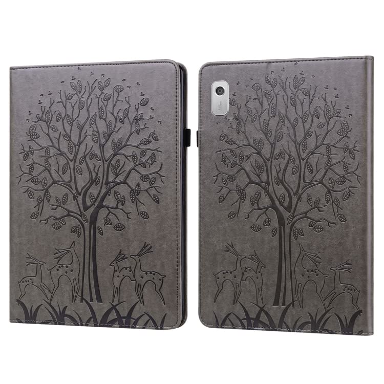 Lenovo Tab M9 Leather Tablet Case with Tree & Deer Embossed Design - Perfect for Home, Office, and Travel Use