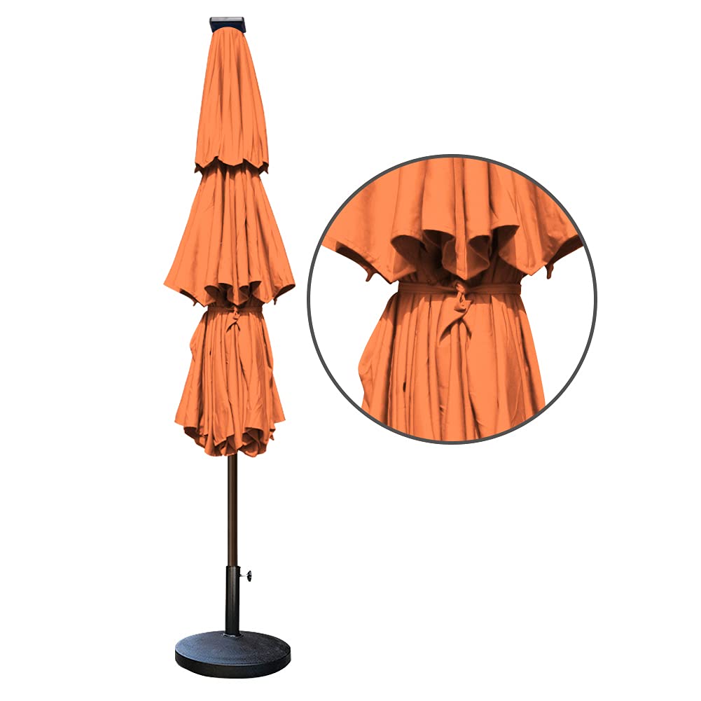 EliteShade USA 10-Year Fade-Resistant 9ft Solar-Powered 3-Tier Patio Umbrella with 80 LED Lights - Outdoor Market Umbrella with Ventilation & Rust-Proof Design for Backyard, Poolside & Restaurant Dining