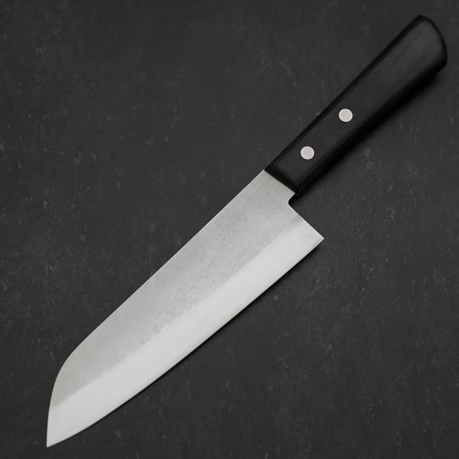 Premium Santoku Knife 165mm - VG-1 Stainless Steel Blade with Nashiji Finish & Ergonomic Western Black Handle - Perfect for Slicing, Dicing, and Chopping Vegetables, Meat, and Fish