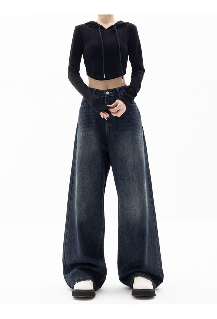 YELLOOP Y2K Women's Baggy Jeans - High Waisted Wide Leg Denim Pants for 2023 Fall Fashion | Perfect for Casual Outfits, Streetwear & Retro Style