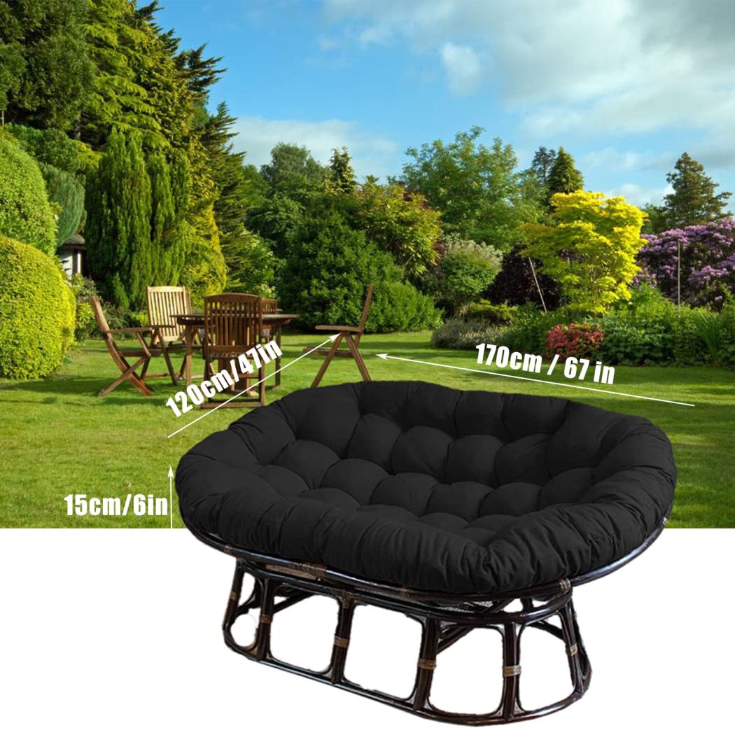 Double Oversized Papasan Chair Cushion - Egg Chair Cushion for Indoor & Outdoor Use - Dark Grey 67x47x6in - Perfect for Patio, Garden, Sunroom & Relaxation
