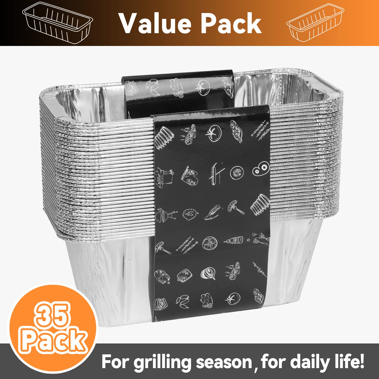 SHINESTAR 35-Pack Disposable Grease Cup Liners for Blackstone Griddles 17, 22, 28, 30, 36 Inch - Aluminum Foil Drip Pans 8 x 3.7 Inch (Model 5017) - Perfect for Outdoor Cooking, Camping, and Backyard BBQs