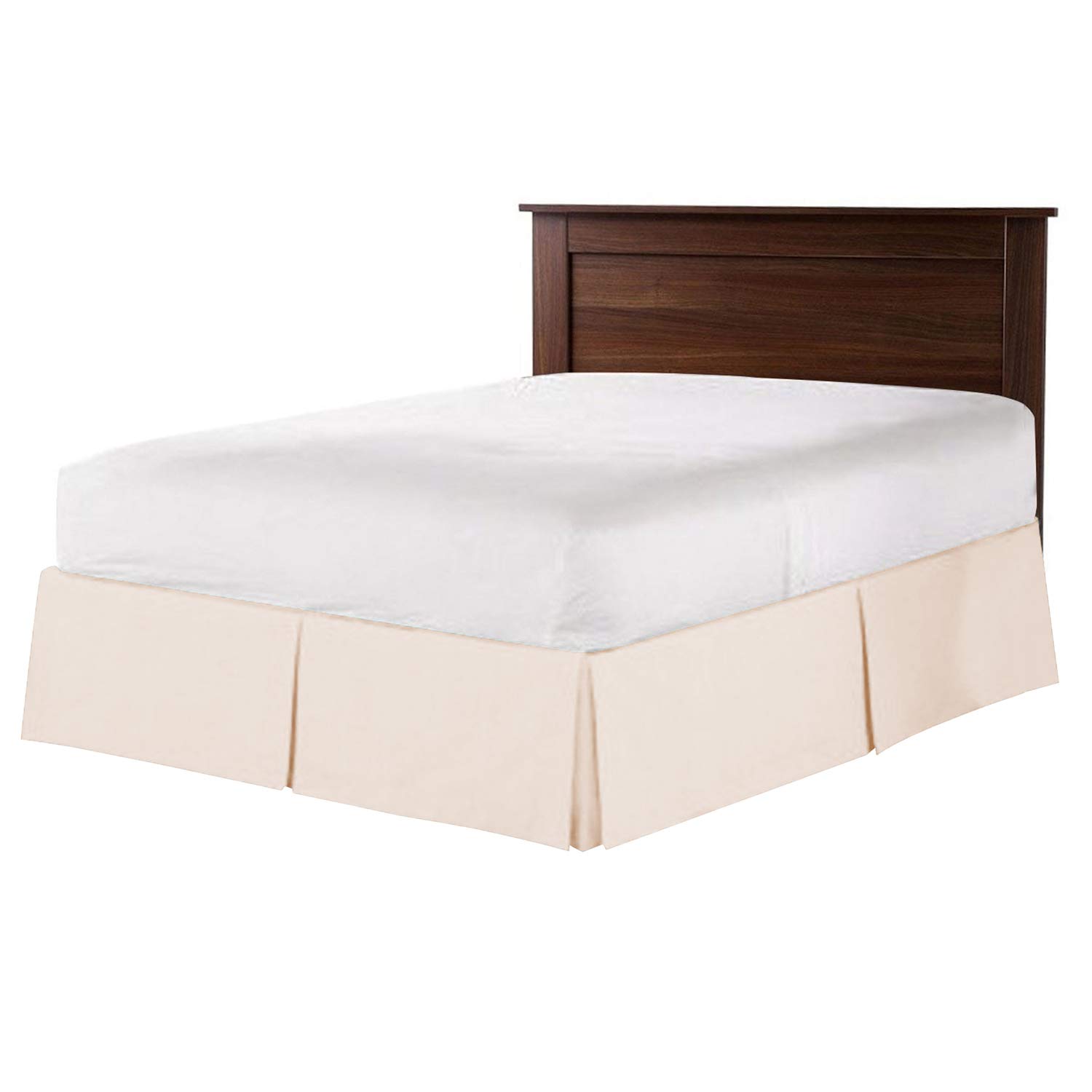 Luxury 100% Egyptian Cotton 800 TC Box Pleated Bed Skirt - Twin Size Split Corner Design, 27 Inch Drop, Peach - Elegant Dust Ruffle for Bedroom Decor & Guest Room Styling