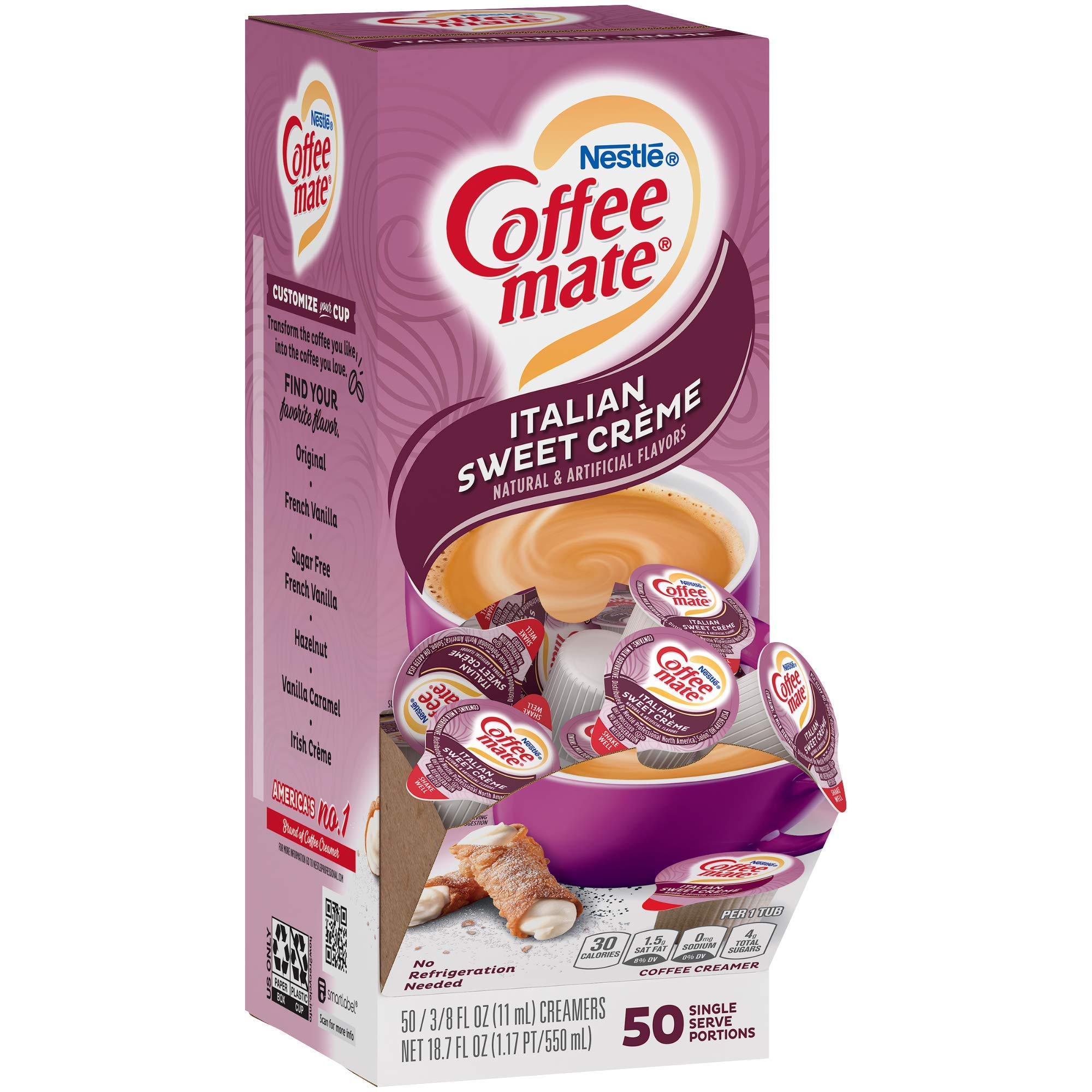 Nestle Coffee Mate Liquid Creamer Singles, Italian Sweet Creme, 50ct - Perfect for Office & Home Coffee