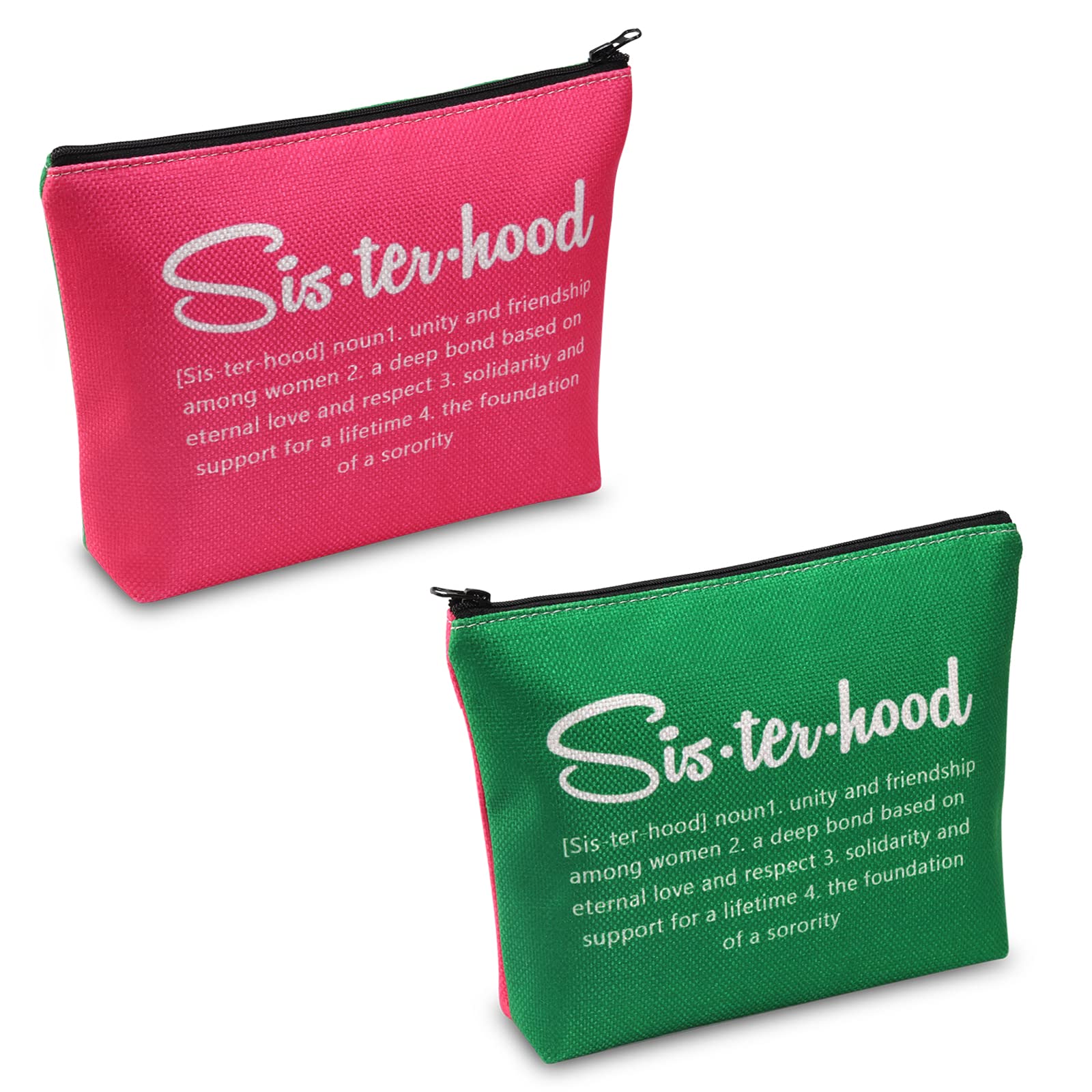 POFULL Pink & Green Sorority Graduation Cosmetic Bag - Greek Letter Organization Accessory, Sisterhood Gift for College Graduates - Perfect for Sorority Events, Graduation Parties & Greek Life Celebrations