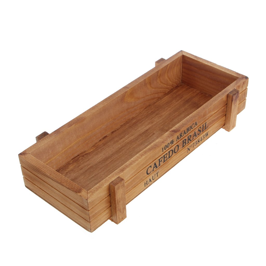 Vintage Wooden Garden Flower Planter Box - Rectangle Succulent Pot & Plant Trough for Outdoor Decor, Home Gardening, and Patio Landscaping