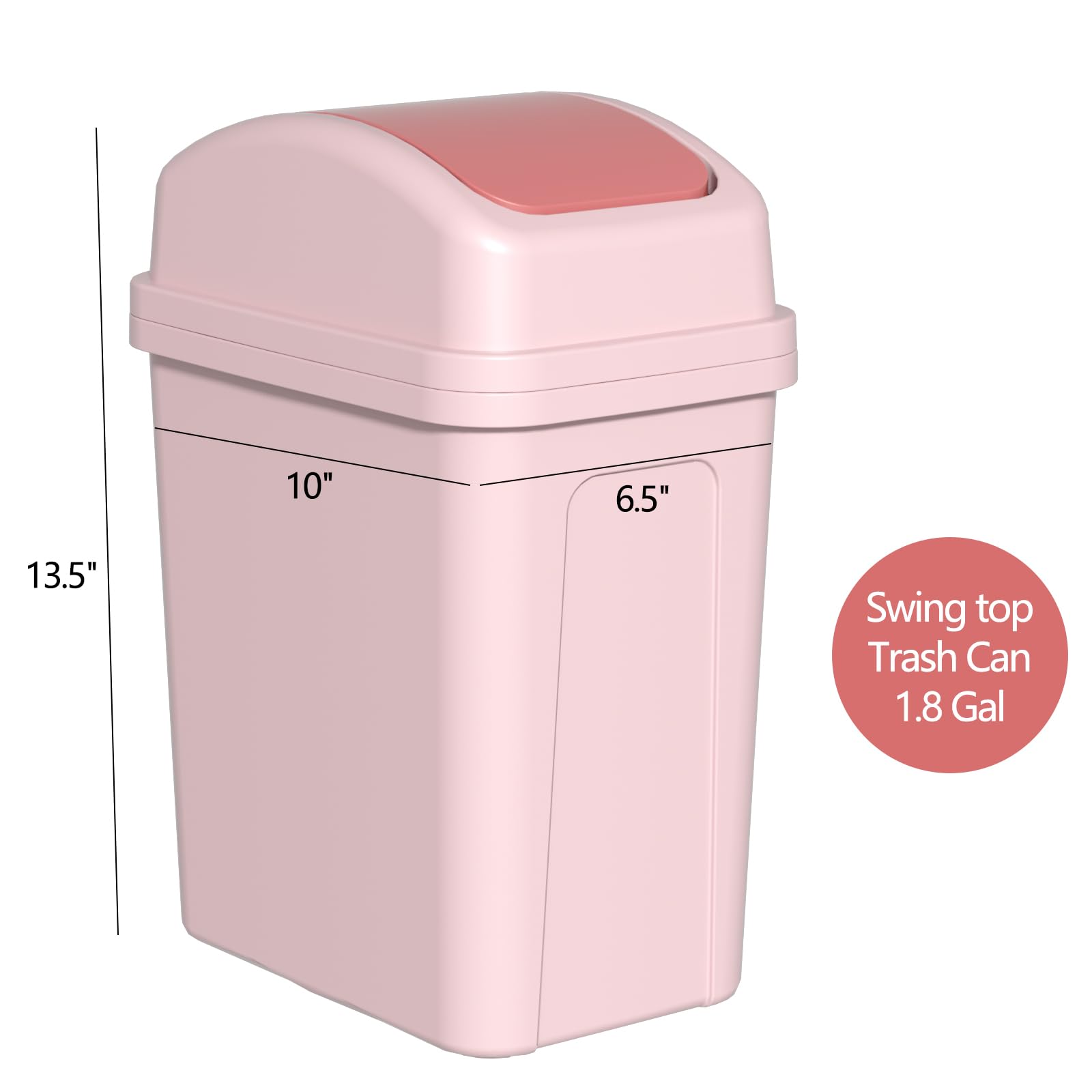 Zopnny Small Plastic Trash Can with Swing Lid - Mini Desktop Garbage Bin for Countertop, Office, Bathroom - Pink (Perfect for Home, Office, Bedroom & Bathroom Waste Disposal)
