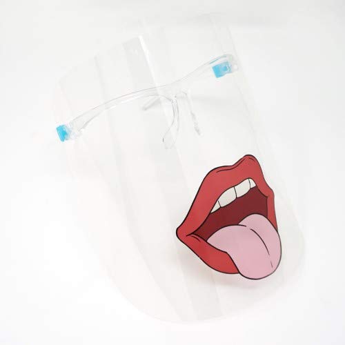 ArtToFrames 10-Pack Kids Face Shield with Tongue Design - Transparent Face & Eye Protection Against Droplets & Saliva - Reusable Glasses & Replaceable Shield PPE - Ideal for School, Playdates & Public Outings
