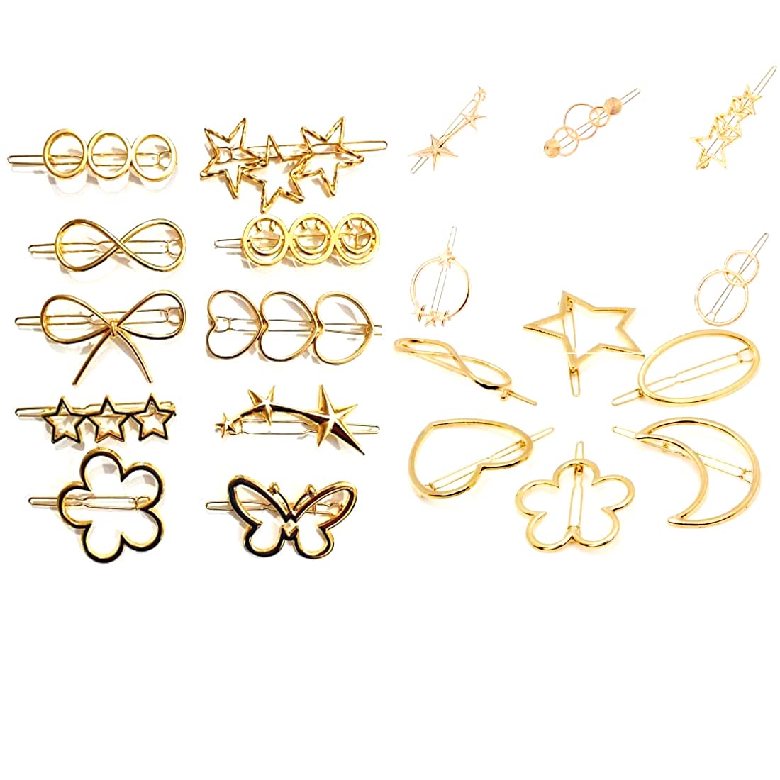 Korean Hair Pins - Large Metal Hair Clips for Women, Gold Hairpins Set of 6 | Korean Style Hair Accessories for Wedding, Party & Everyday Use