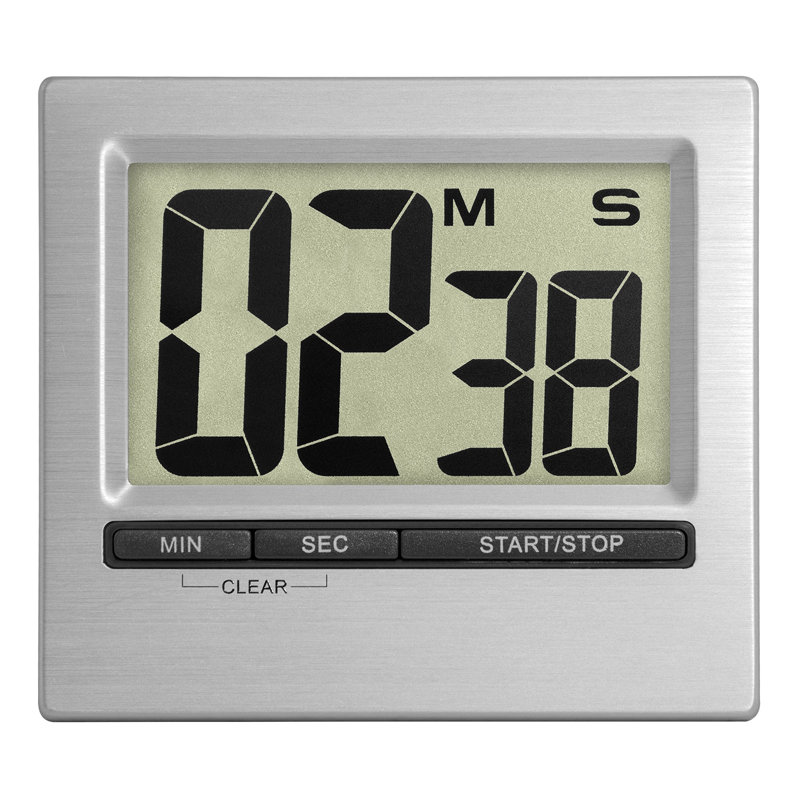 La Crosse Technology 38.2013.54 Digital Countdown Timer & Stopwatch with Large Display - Silver | Perfect for Cooking, Workouts, and Classroom Activities