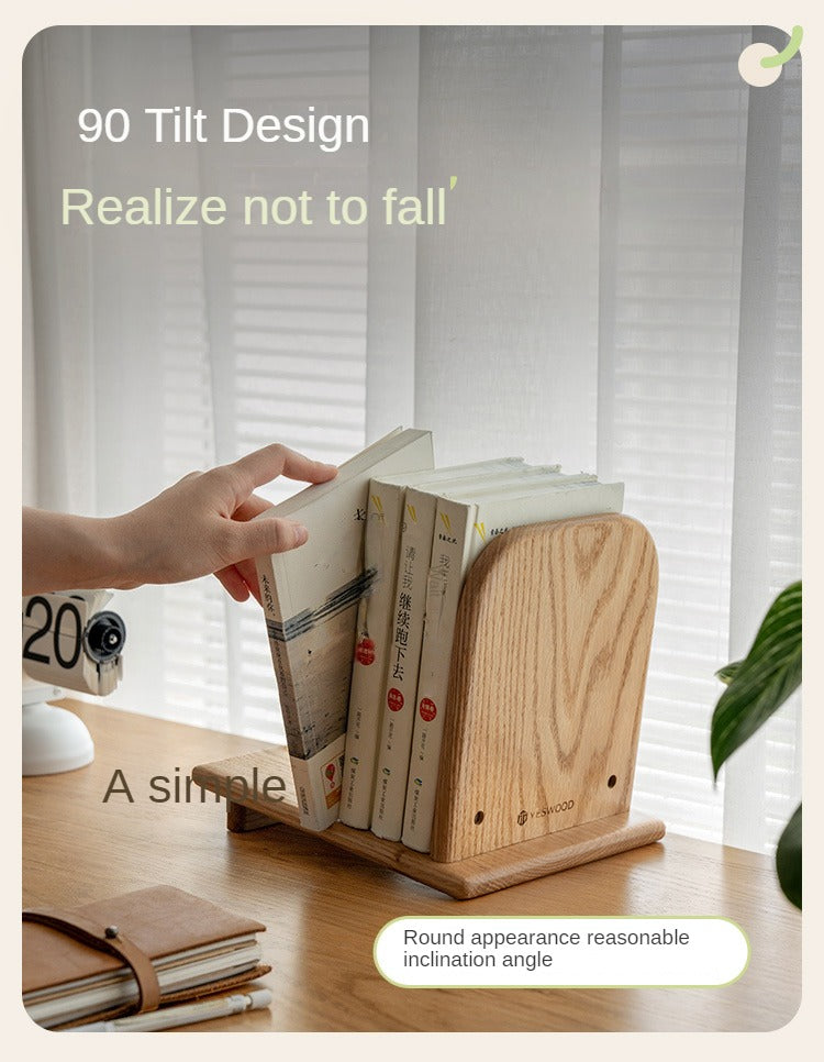 Oak Solid Wood Modern Desktop Small Bookshelf - Stylish Home Office Organizer for Books, Decor & Essentials | Perfect for Workspaces, Dorm Rooms & Living Areas