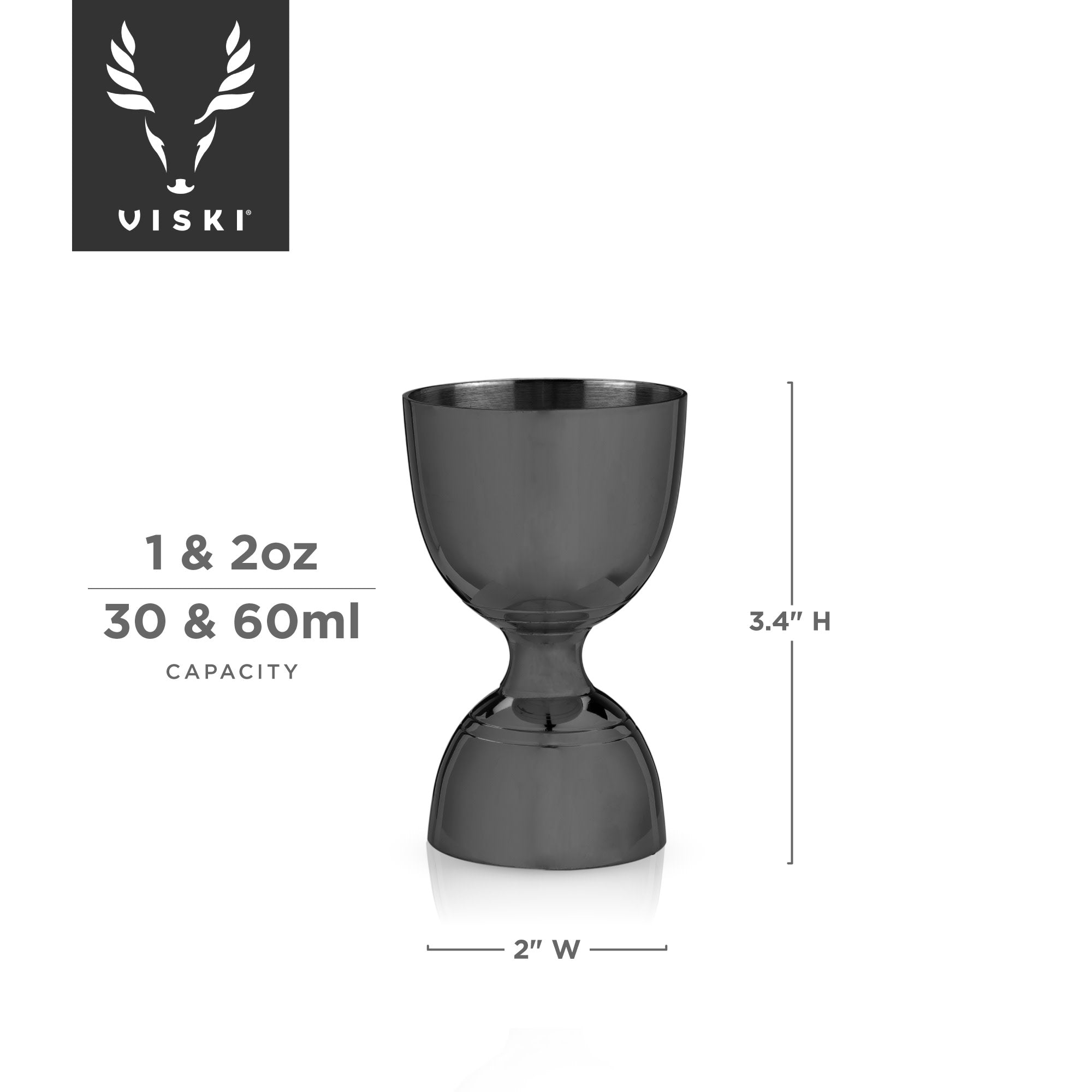 Warren Gunmetal Cocktail Set - 6-Piece Barware Kit with Shaker, Jigger & Strainer - Perfect for Home Bars, Cocktail Parties & Mixology Enthusiasts
