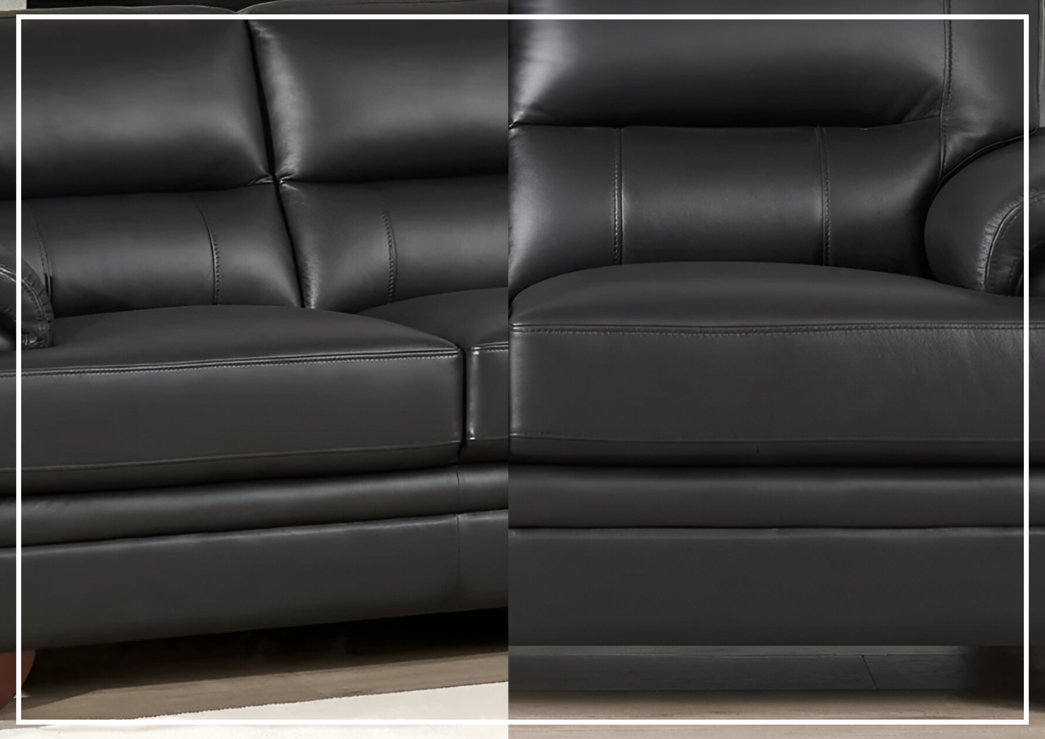 Premium Leather Loveseat Sofa with Cushion Arms - Hydeline Luxor Stationary Sofa for Living Room, Lounge & Office Comfort