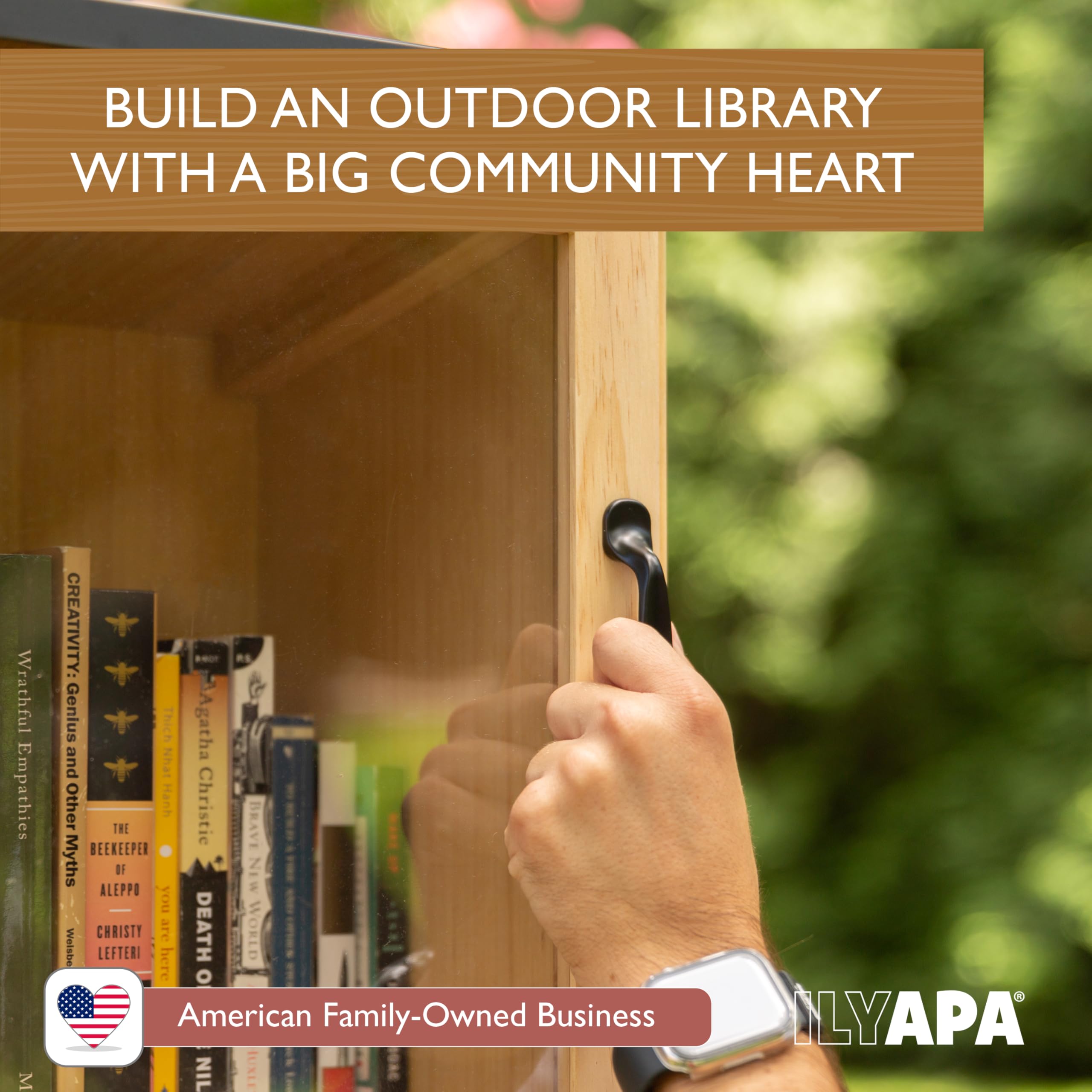 Ilyapa Outdoor Library Book Box - Free Literature Exchange Kit for Community Sharing - Weatherproof Wooden Cabinet for Books & Art - Easy Post Mounting (13x11x16 Inch) - Perfect for Schools, Parks & Neighborhoods