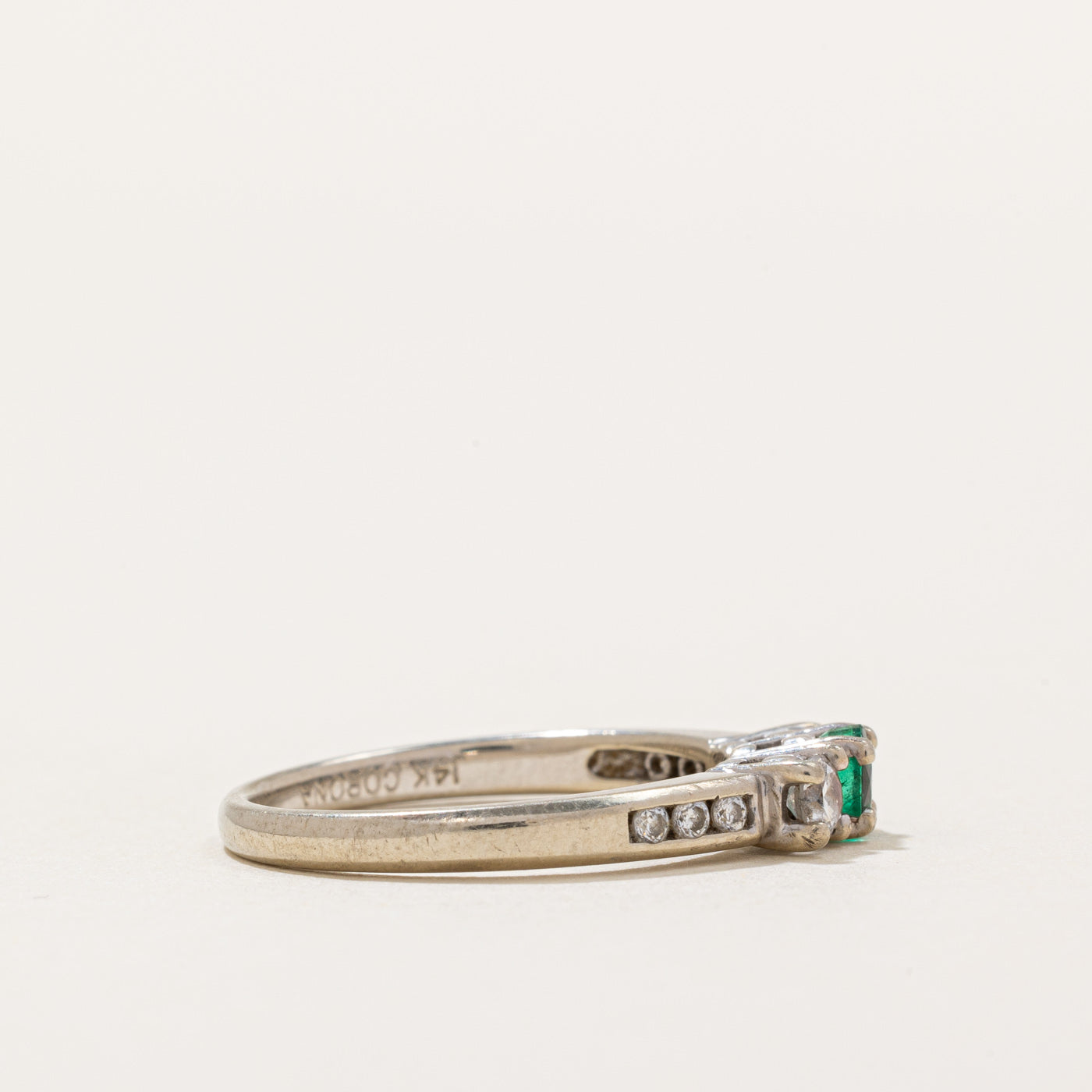 Emerald & Diamond Ring - 0.24ct Emerald & 0.26ctw Diamond Engagement Ring, Size 6.75, 14K Gold Wedding Band for Women, Perfect for Proposals, Anniversaries & Special Occasions