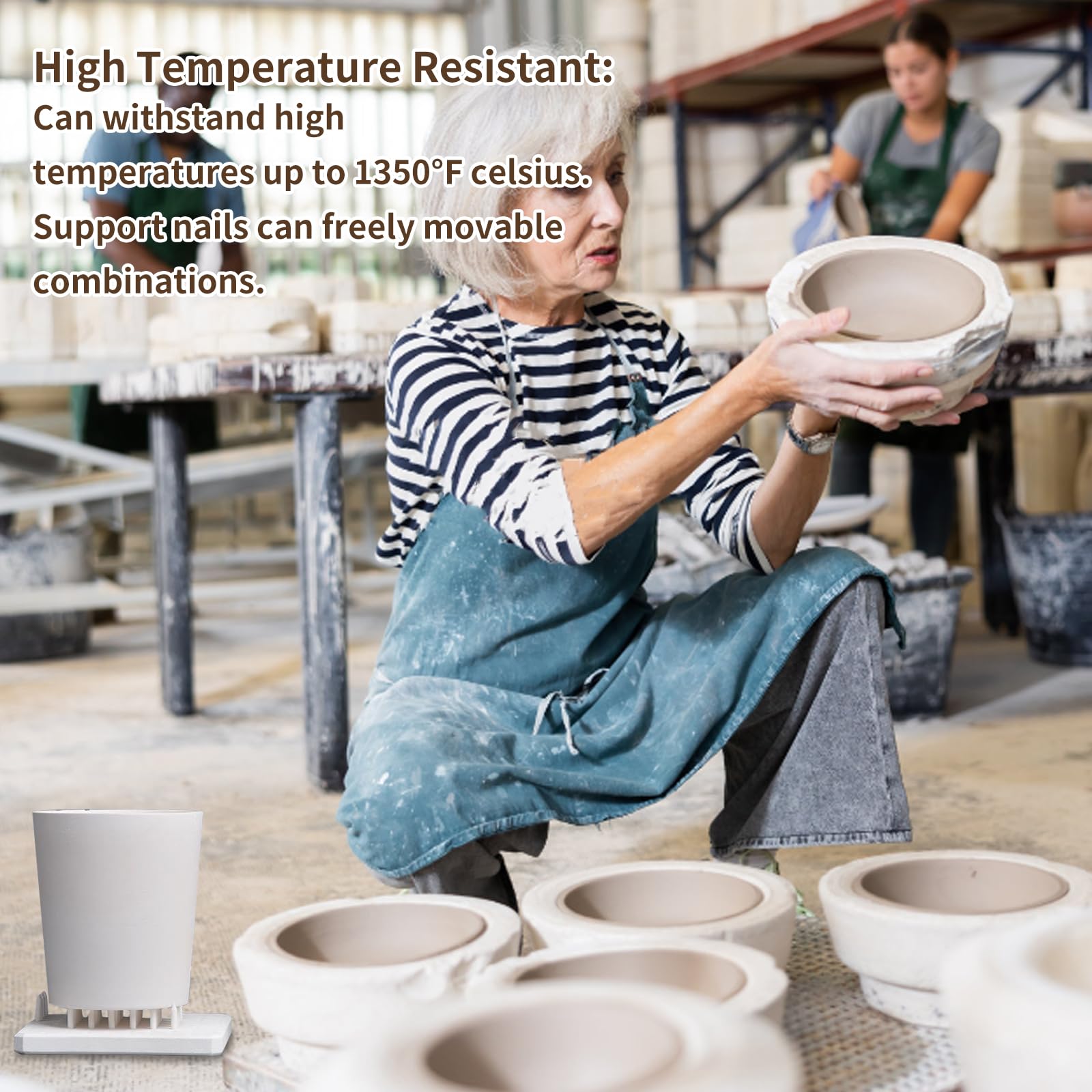 High-Temperature Resistant Kiln Stilts & Pottery Firing Support Nails - 3 Pack Kiln Tools for Ceramic Firing, Clay Work - Perfect for Potters, Ceramic Hobbyists & Art Schools (Ideal for Raku, Stoneware & Porcelain Firing)