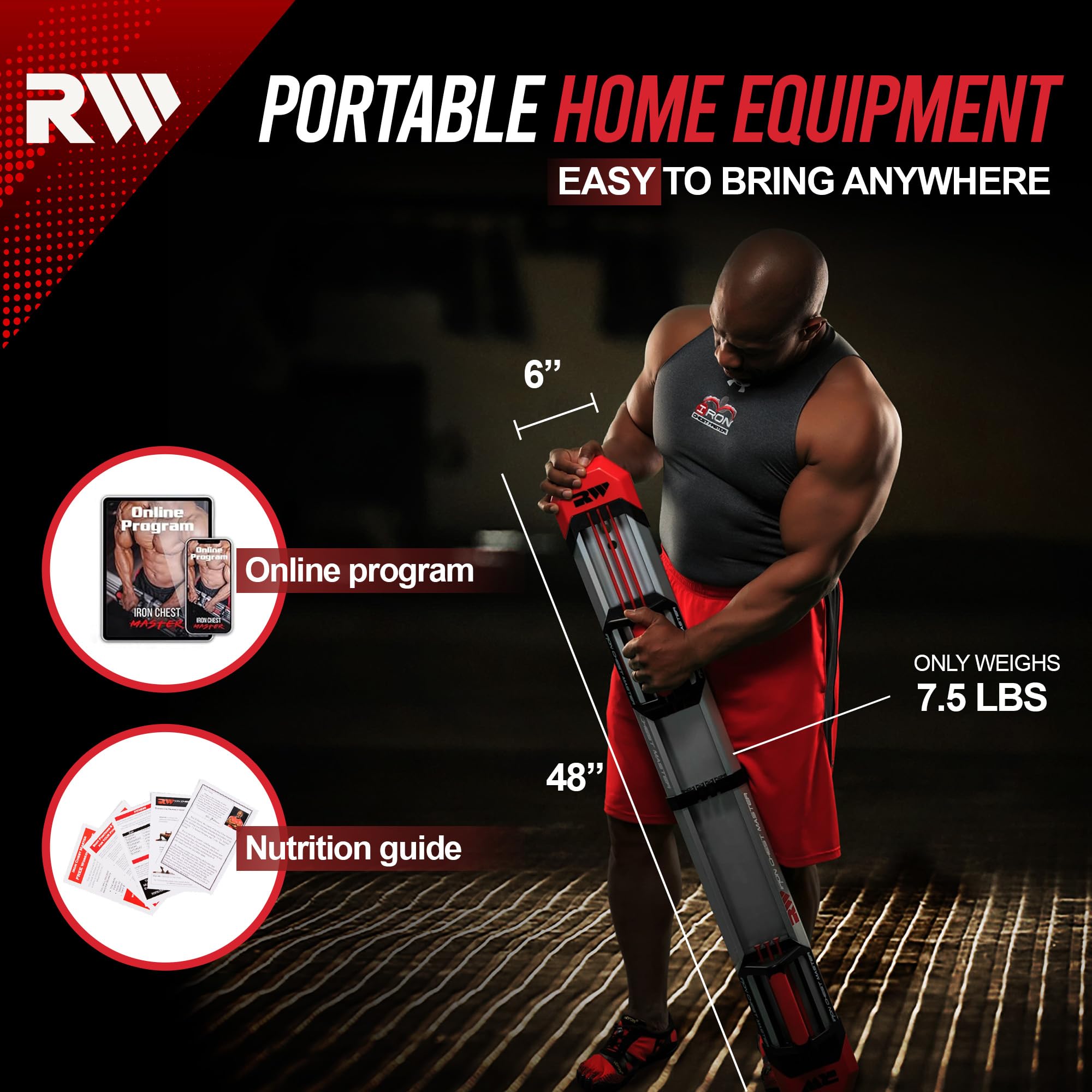 IRON CHEST MASTER Push Up Machine - Adjustable Home Gym Equipment for Chest & Upper Body Workouts with Resistance Bands & Fitness Program | Perfect for Home Fitness, Strength Training & Muscle Building