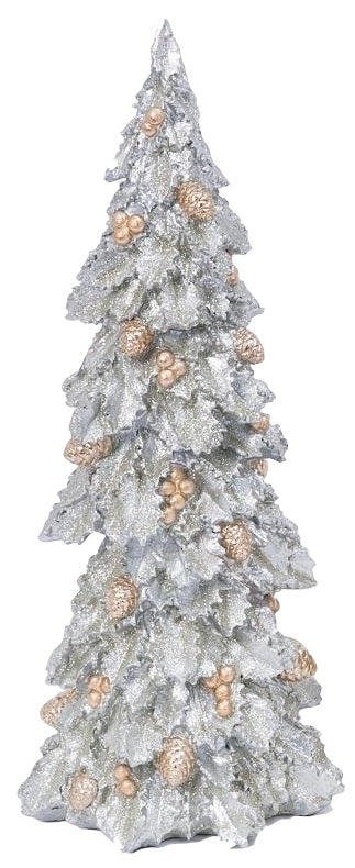 14 Pack Resin Gold & Silver Glitter Christmas Trees - Mini Holiday Decor for Tabletop, DIY Crafts, Party Centerpieces & Festive Home Decorations