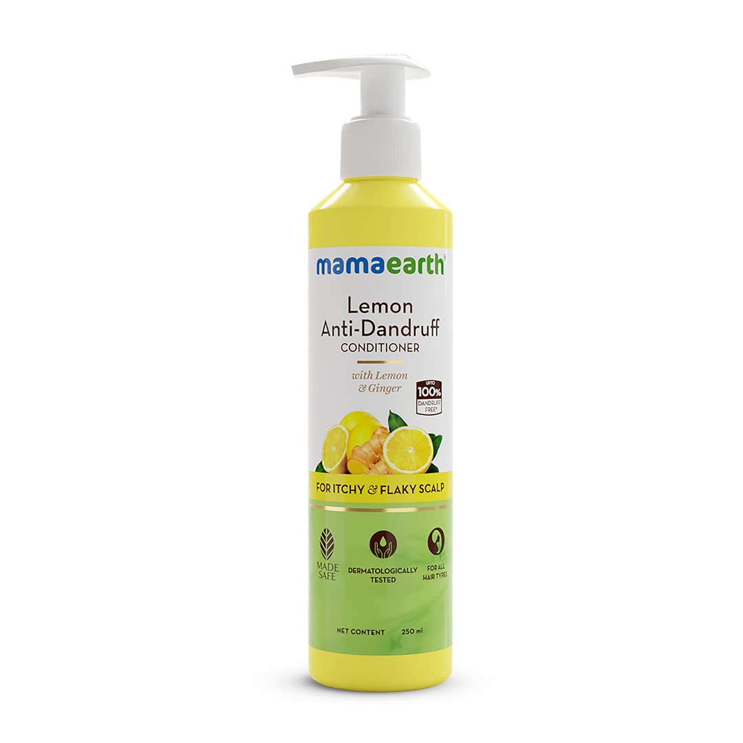 Mamaearth Lemon Anti-Dandruff Conditioner with Lemon & Ginger Extract - 250ml for Soft, Smooth Hair - Controls Dandruff & Soothes Scalp - Suitable for All Hair Types - Perfect for Daily Hair Care & Scalp Health