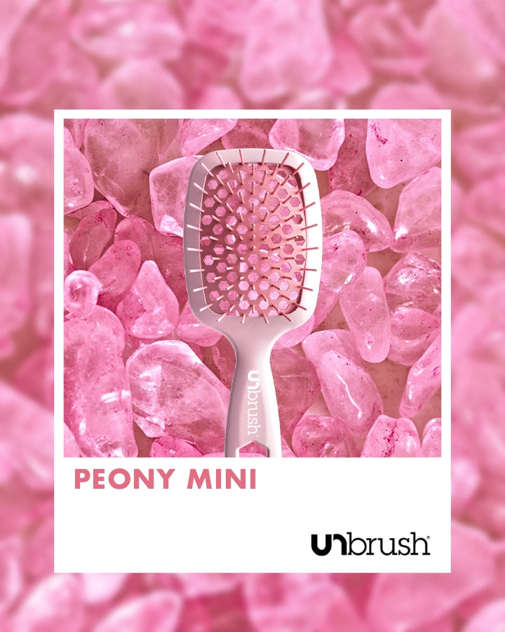 UNbrush Mini Detangling Hair Brush - Peony Pink | Pain-Free Knot Remover for Wet & Dry Hair | Perfect for Travel, Kids, and Sensitive Scalps