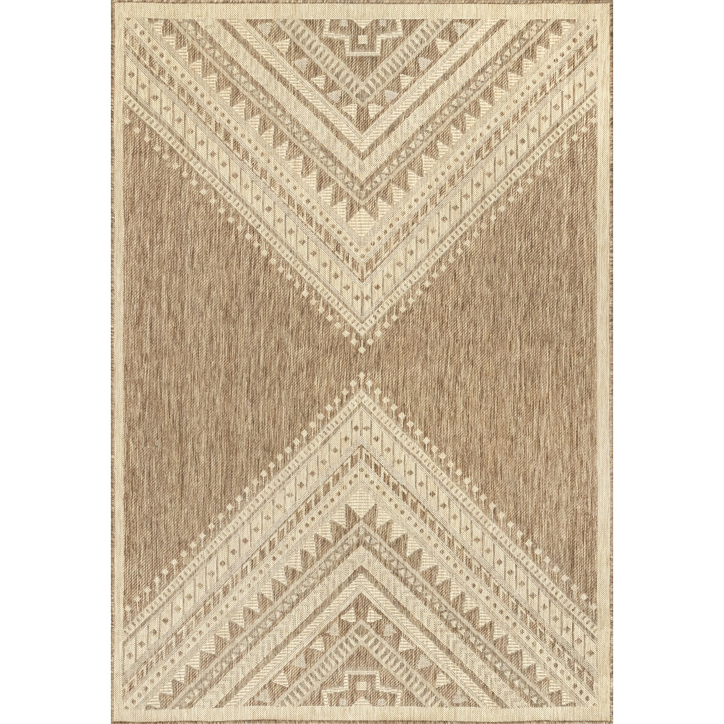 nuLOOM 5' x 8' Outdoor Performance Area Rug - Stain & Weather Resistant, High Traffic Patio & Balcony Rug in Landry Brown | Perfect for Outdoor Entertaining, Poolside Lounging & Garden Decor
