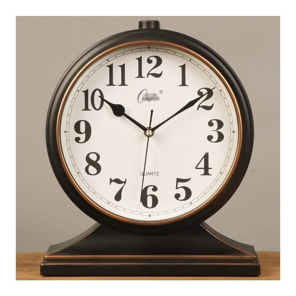 HOLPPO Ultra-Quiet Retro Table Clock - Silent Non-Ticking Desk Clock for Living Room, Bedroom, Office | Vintage Home Decor & Unique Gift Idea (Black) - Perfect for Home, Office, Study Room & as Thoughtful Present