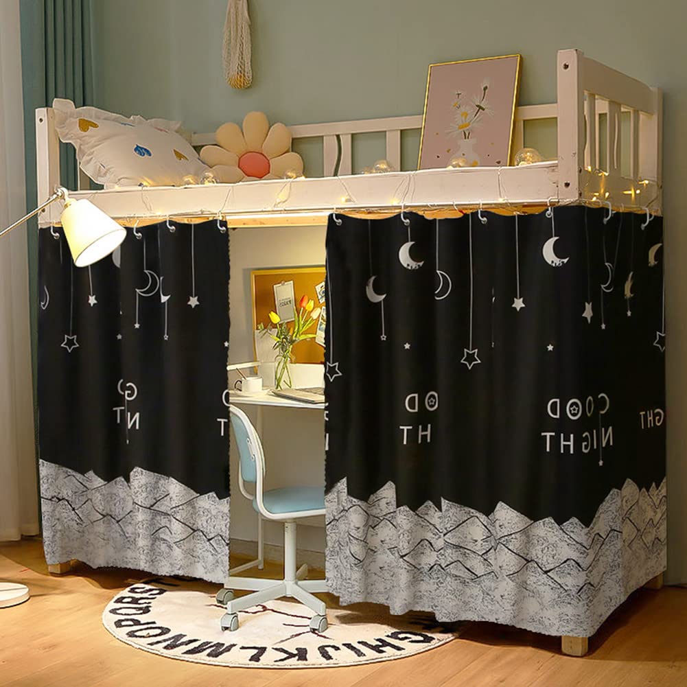 Blackout Bed Canopy for Dorm Bunk Beds - Single Sleeper Privacy Curtain with Dust Protection | Lightproof Bed Tent for College Dormitory, Home & Travel Use