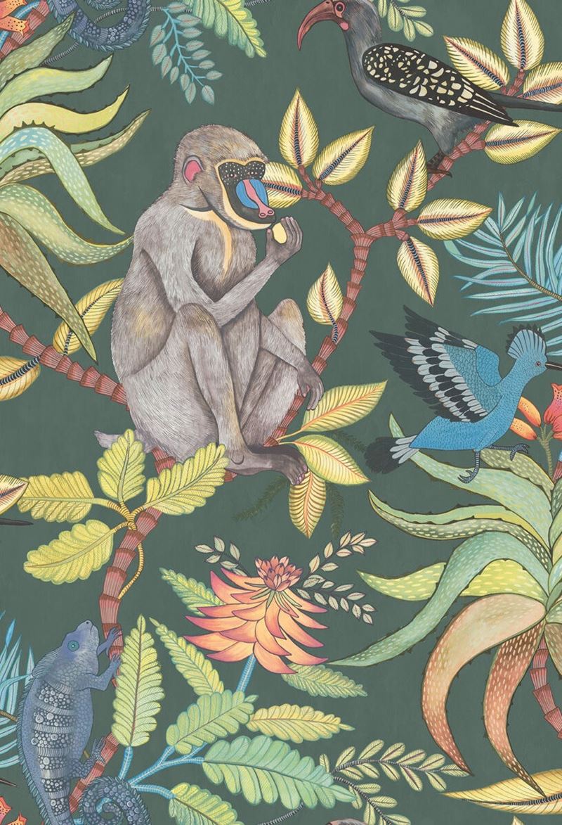 Cole and Son Savuti Dark Petrol Multi Wallpaper - Premium Floral Design for Living Room, Bedroom & Home Decor