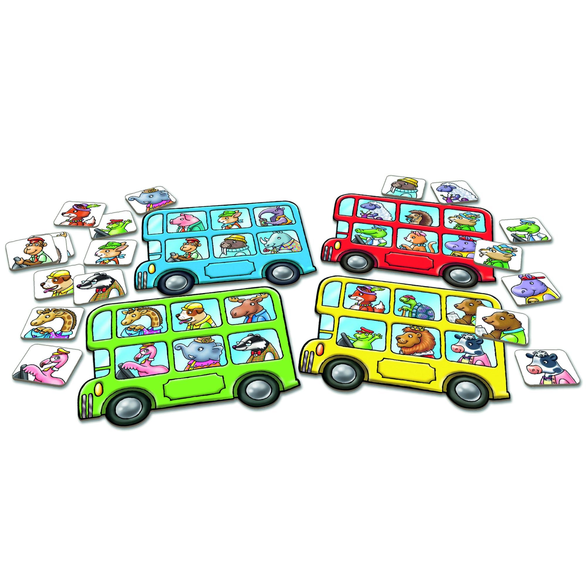 Orchard Toys Little Bus Lotto Mini Game - Compact Travel Memory Game for Kids Ages 3-6 | Educational Learning Toy for Preschoolers | Perfect for Road Trips, Airplane Travel & Family Game Nights