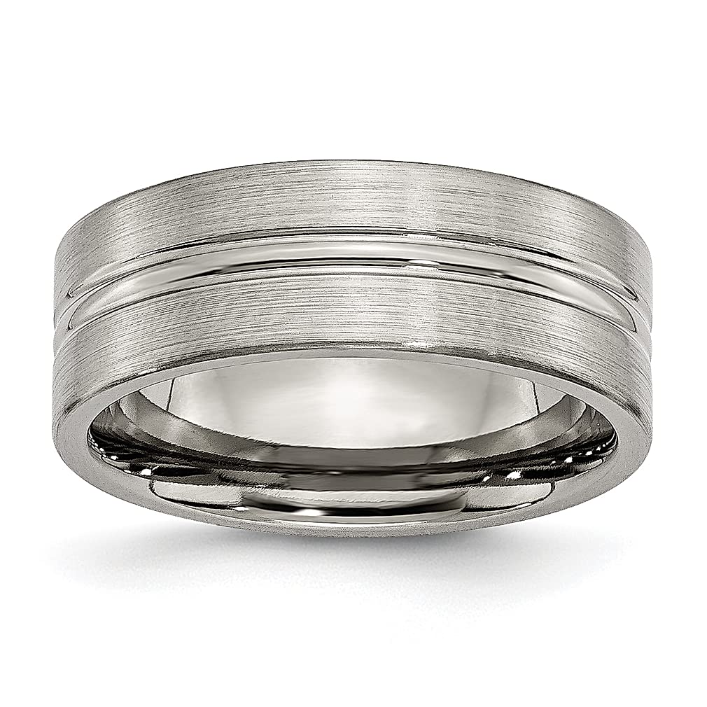 ICE CARATS Titanium Brushed 8mm Grooved Wedding Ring Band - Elegant Women's Jewelry, Perfect Anniversary & Engagement Gift for Her - Ideal for Weddings, Proposals & Special Occasions