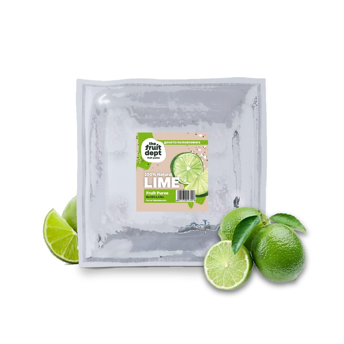 Premium Aseptic Lime Fruit Puree - 4.4 Lb Bulk Pack for Smoothies, Baking & Cocktails | Natural, No Preservatives | Commercial & Home Use