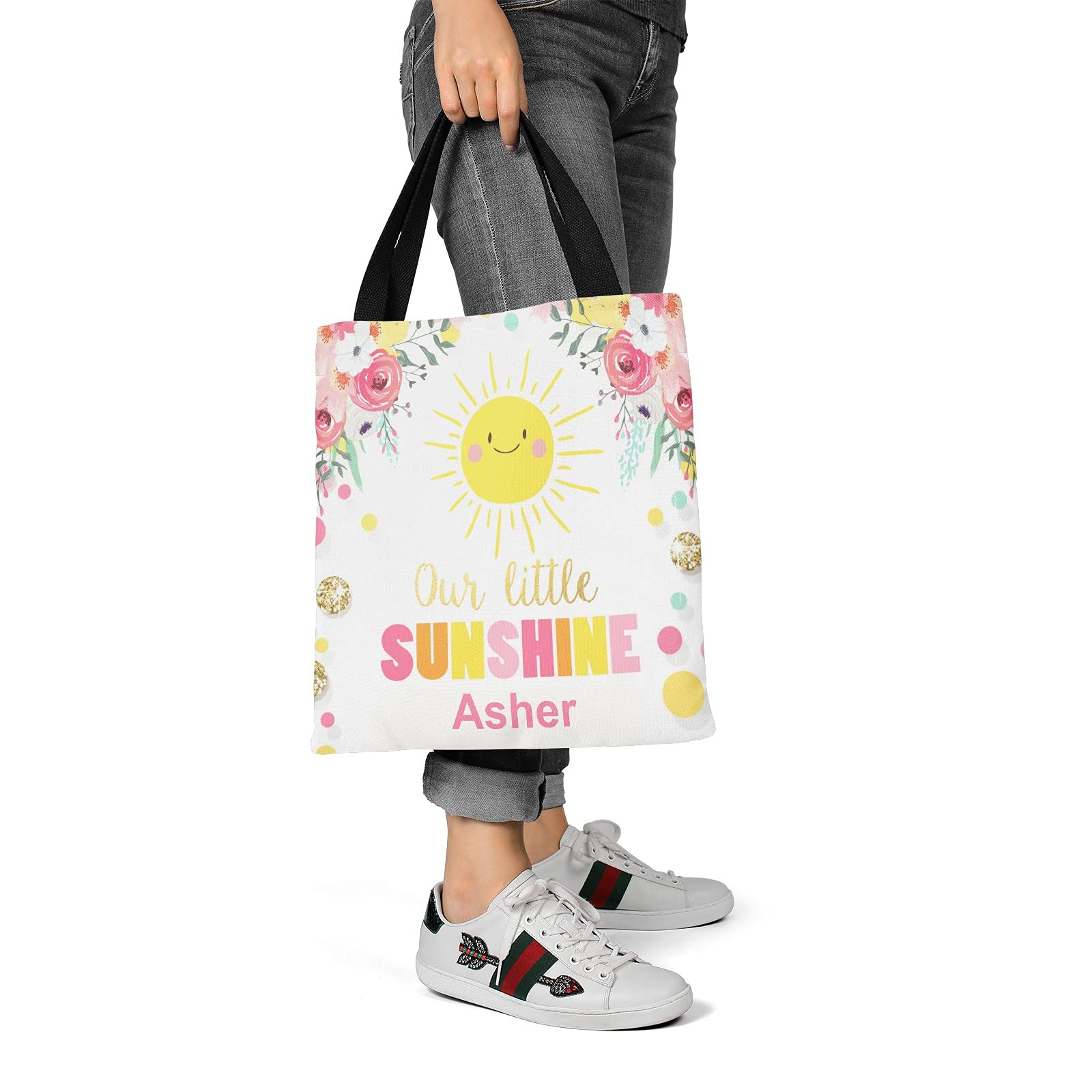 You Are My Sunshine Personalized Canvas Tote Bag - Eco-Friendly Reusable Shopping Bag for Travel, School & Daily Use - Custom Handbag Gift for Women & Moms