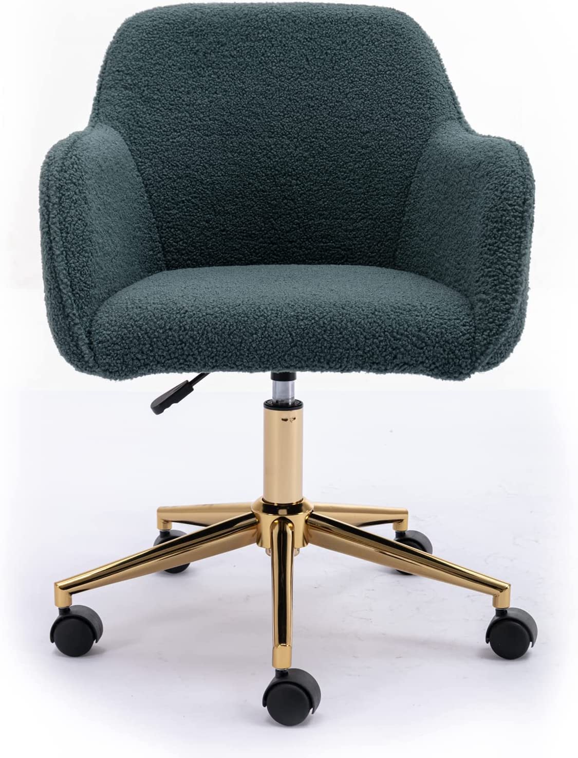HomVent Teddy Swivel Chair with Upholstered Armrests - Wide Seat Velvet Office Chair with Tufted Shell Back & Silver Base - Adjustable Height Task Chair for Home, Office, Reception Room - Perfect for Work, Study, and Relaxation
