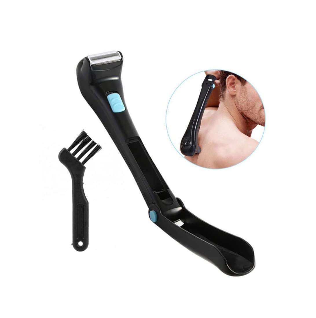 Foldable Electric Back Hair Shaver for Men - Long Handle Body & Arm Hair Remover - Painless Cordless Rechargeable Razor - Perfect for Back, Chest, Legs & Body Grooming at Home or Gym