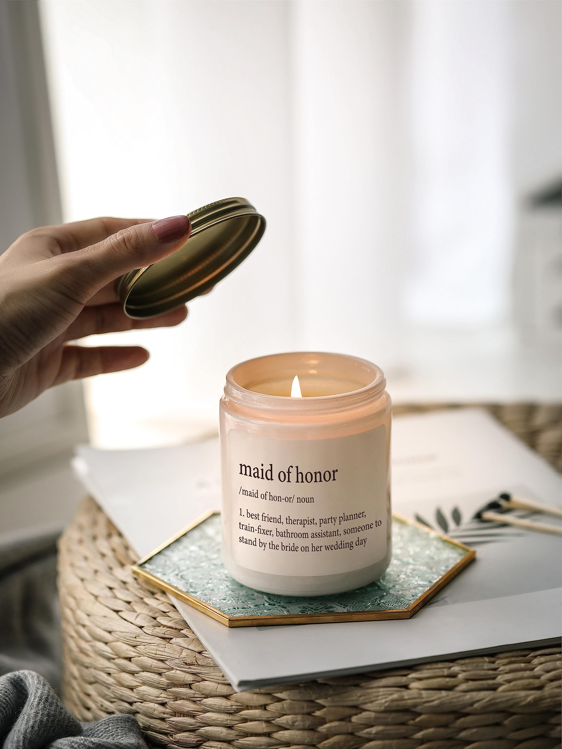 Bridesmaid Proposal Gift Candle - Vanilla Lavender Scented Soy Candle with Crystals | Perfect for Wedding Party Favors, Bridal Shower Gifts & Best Friend Presents | Relaxing Aromatherapy for Spa Nights & Romantic Home Decor