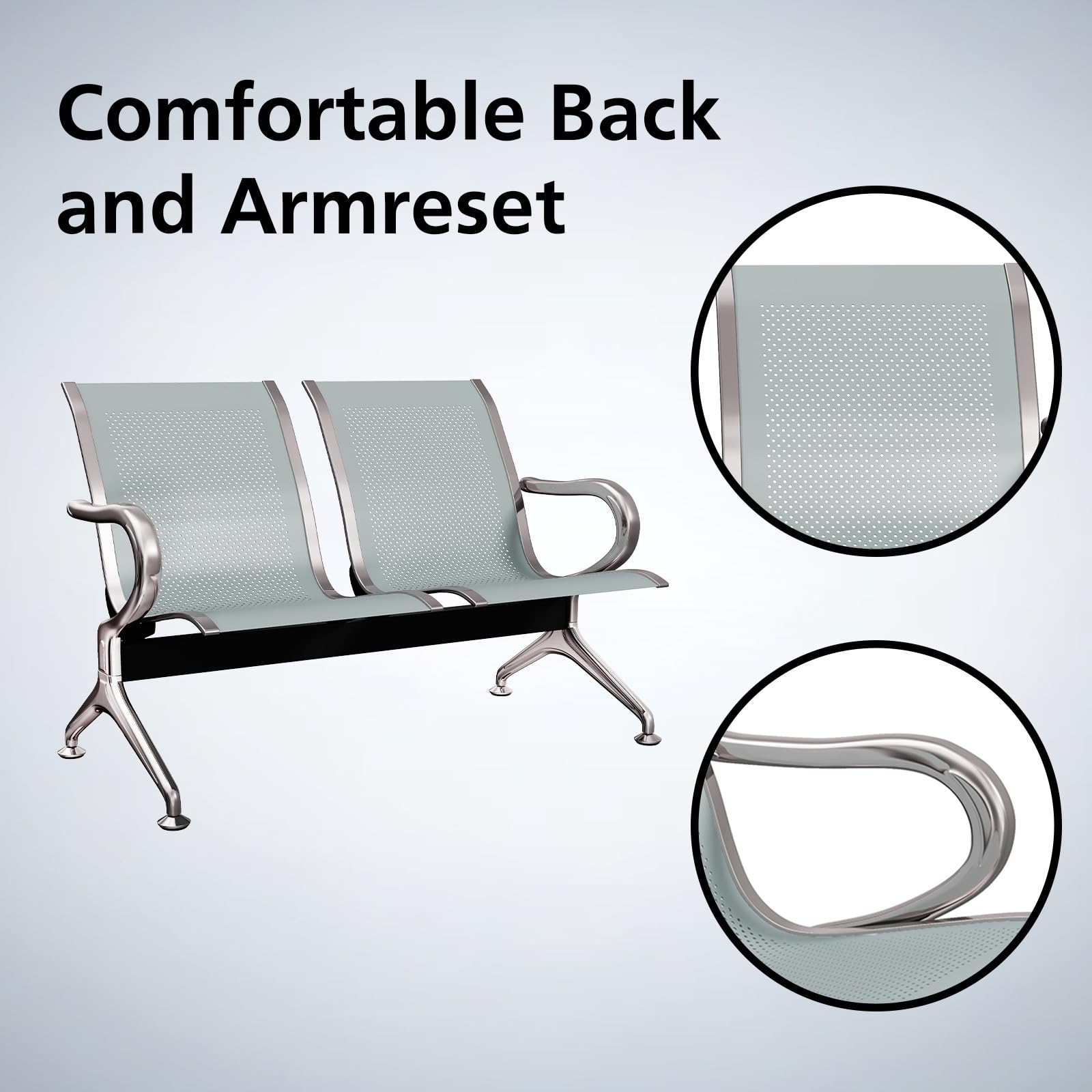 kinbor 2-Piece Waiting Room Chairs Set - Comfortable Airport Lounge, Salon, Office & Reception Furniture with Armrests - Perfect for Waiting Areas, Lobbies & Public Spaces