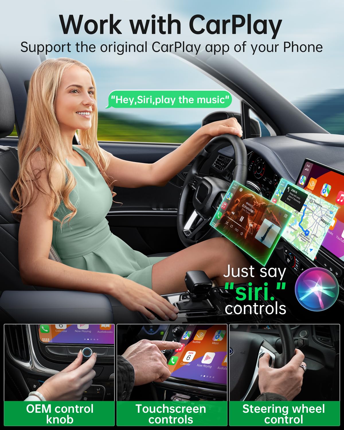 Wireless CarPlay Adapter - Convert Wired to Wireless CarPlay Dongle for iPhone, Plug & Play for Cars 2017+ & iOS 10+ (Gunmetal) | Seamless Music, Maps & Calls While Driving