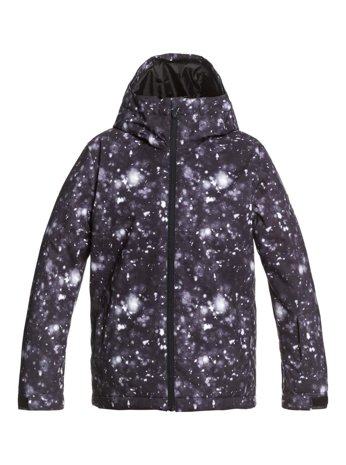 Quiksilver Mission Printed Boys Snow Jacket - X Small True Black Woolflakes | Waterproof Winter Coat for Kids Skiing & Snowboarding