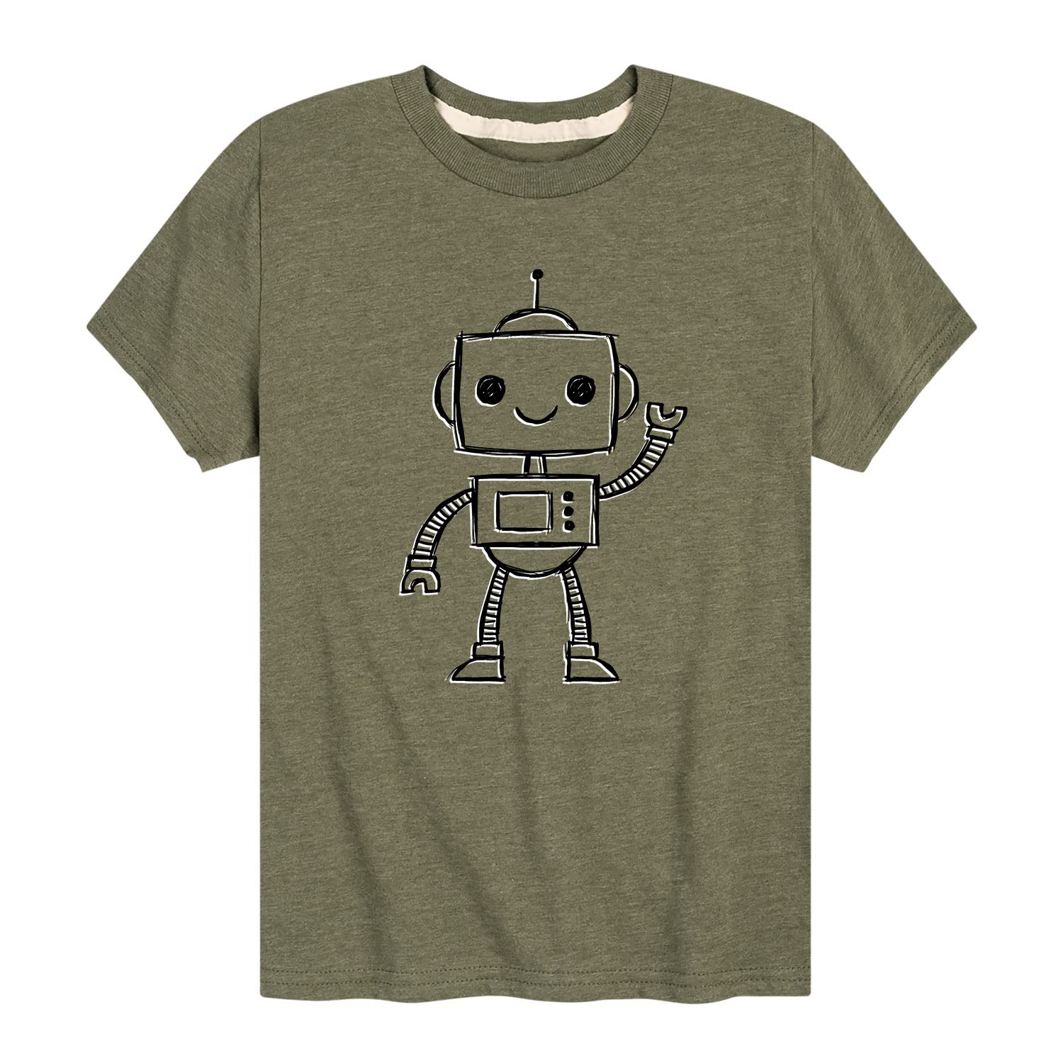 Robot Sketch Graphic T-Shirt for Toddlers & Kids - Fun Short Sleeve Cotton Tee - Perfect for Playtime, School & Casual Wear