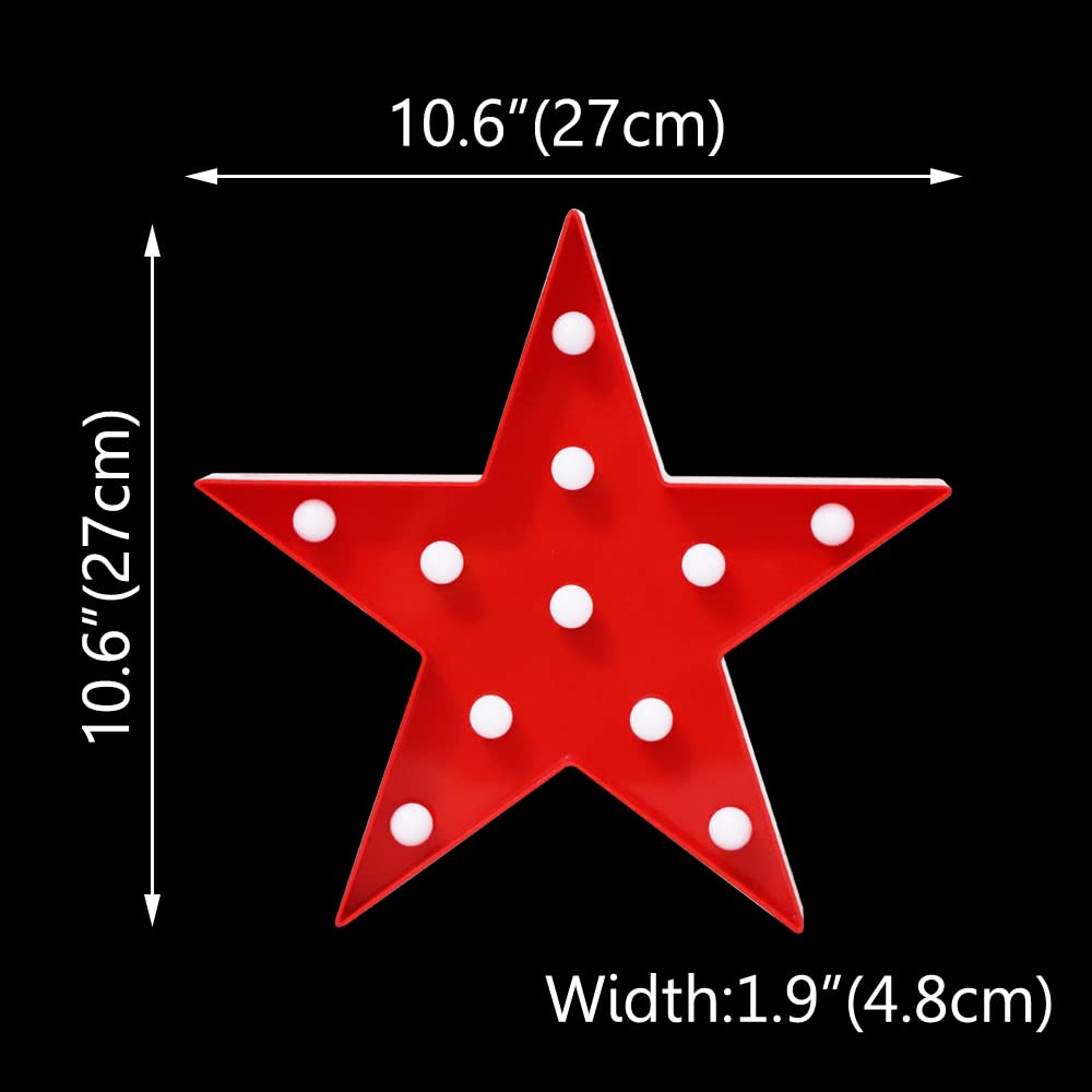 LED Star Night Light - Battery Powered Star Shaped Desk Lamp for Kids Nursery, Baby Room Decor | Perfect for Bedtime, Wall Decor & Gift for Girls (Red)