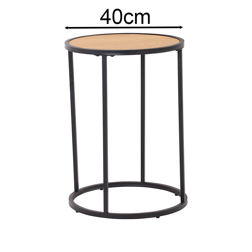 BRADFORD Modern Side Table 40cm - Natural & Black Wood Nightstand for Bedroom, Living Room, Office | Small End Table with Storage Space
