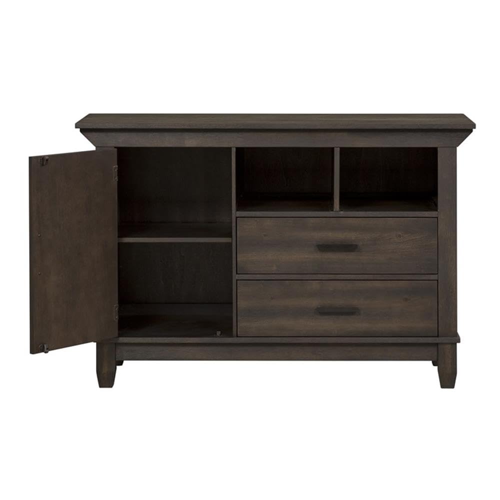 Liberty Furniture Double Bridge Dark Brown Sideboard - Elegant Buffet Cabinet for Dining Room, Living Room & Entryway Storage | Solid Wood Construction & Spacious Drawers