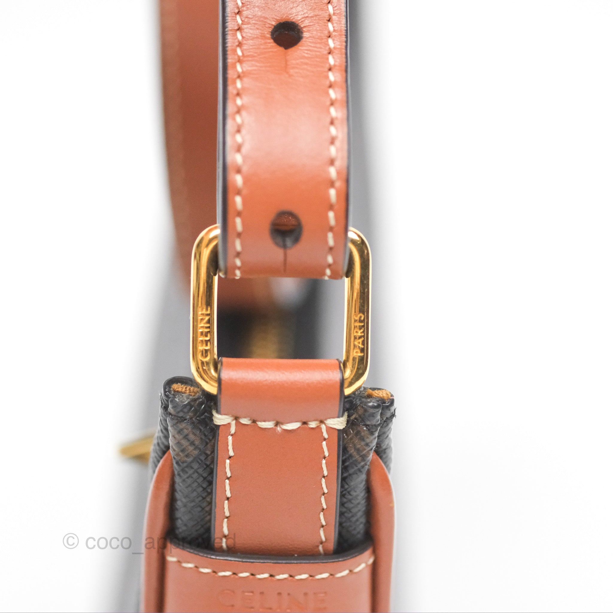Celine Mini Ava Bag in Triomphe Canvas & Calfskin Leather - Tan Crossbody Purse for Women | Perfect for Everyday Use, Work & Travel