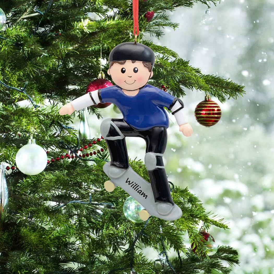 Custom Skateboard Christmas Ornaments - Unique Skateboarding Tree Decorations for Skaters | Perfect Gift for Men, Boys & Kids | Holiday Home Decor & Skateboarder Collectibles
